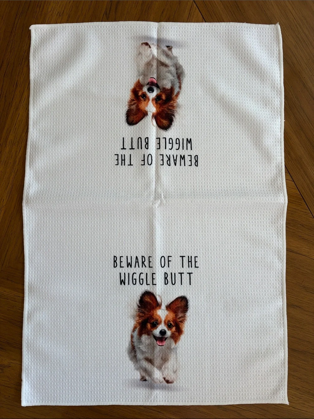 White Papillon Dog Kitchen Towels - Set of 2